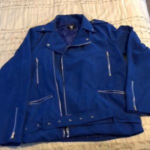 Men’s boohoo blue suede xxl biker jacket
